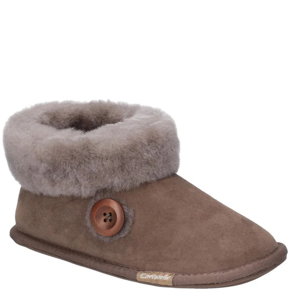 (3 UK, Mushroom) Cotswold Womens/Ladies Wotton Suede Sheepskin Slipper Boots