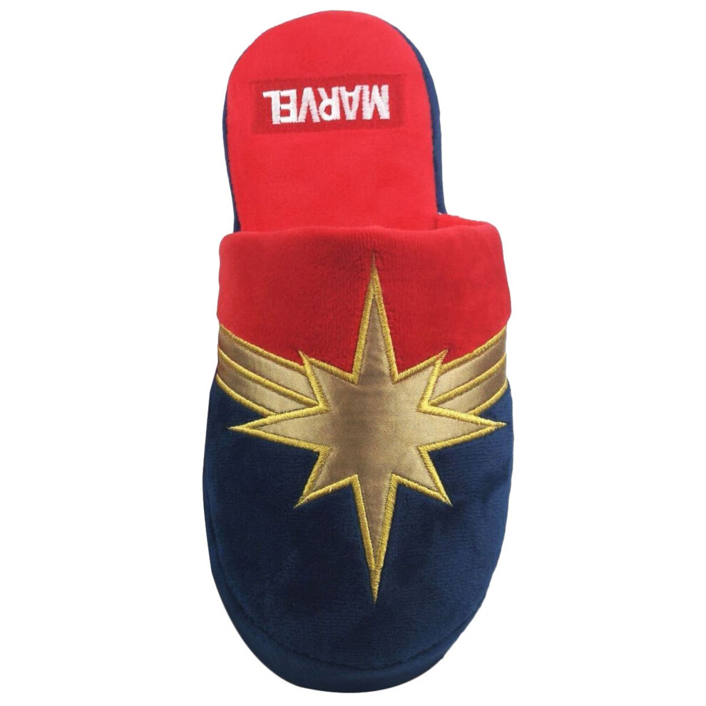 (3 UK-4 UK, Blue/Gold/Red) Captain Marvel Womens/Ladies Slippers