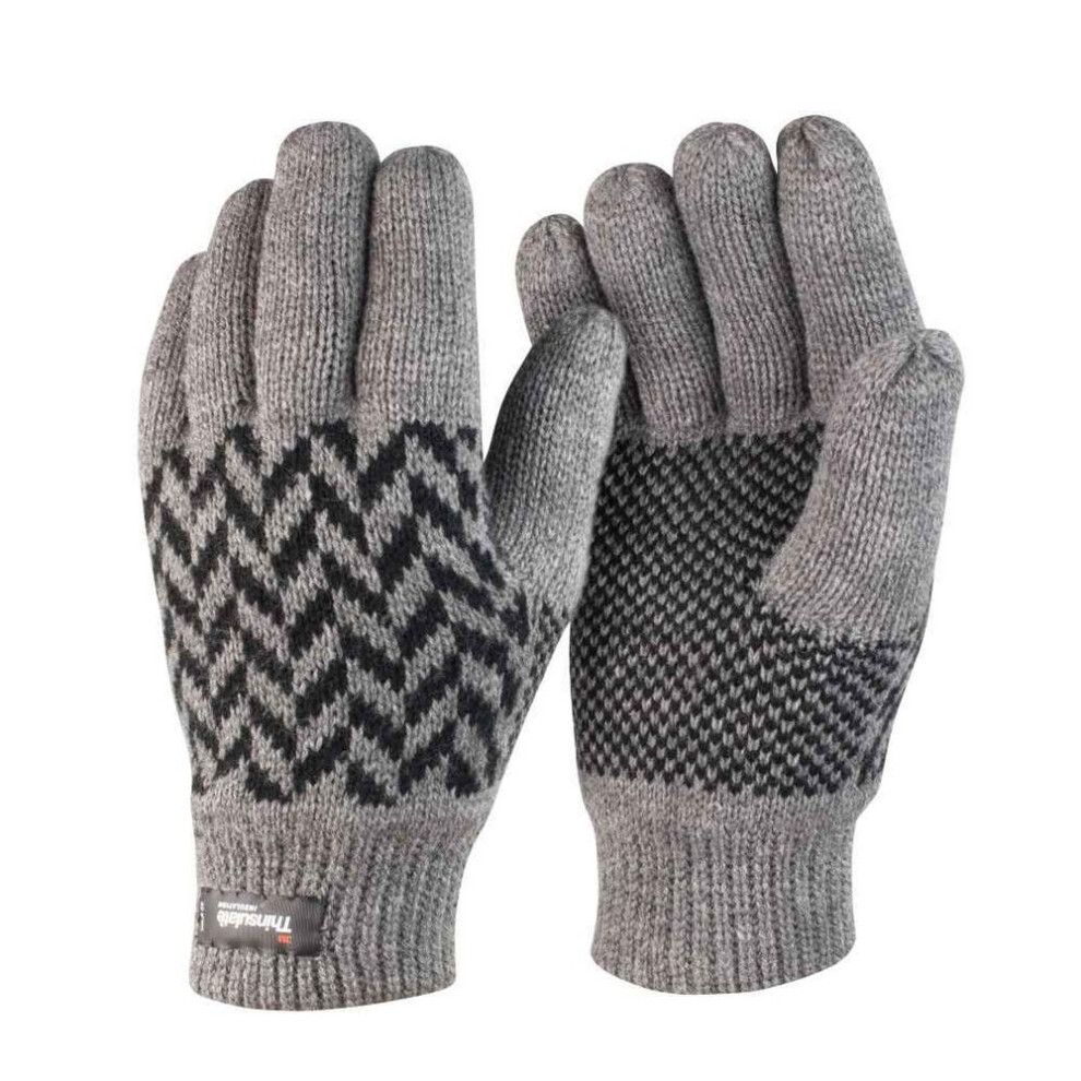 (L-XL, Grey/Black) Result Winter Essentials Unisex Adult Thinsulate Patterned Gloves