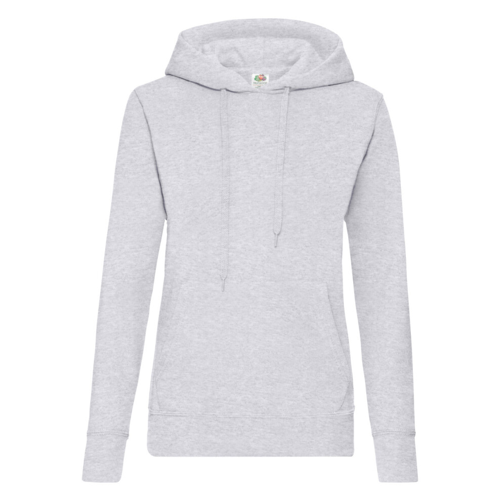(L, Heather Grey) Fruit of the Loom Womens/Ladies Classic Hooded Lady Fit Sweatshirt