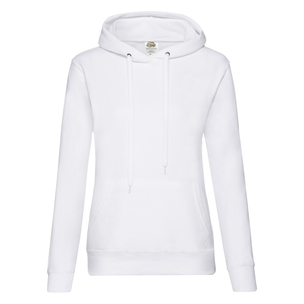 (S, White) Fruit of the Loom Womens/Ladies Classic Hooded Lady Fit Sweatshirt
