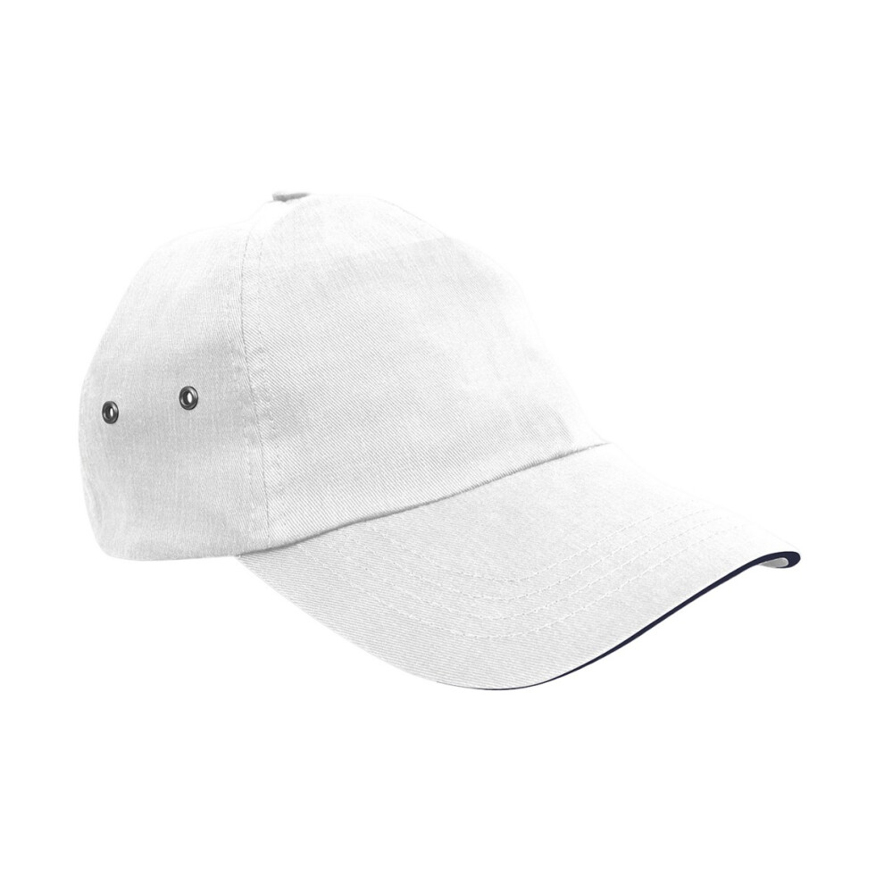 (One Size, White/Navy) Result Headwear Unisex Adult Printers Plush Cotton 5 Panel Cap