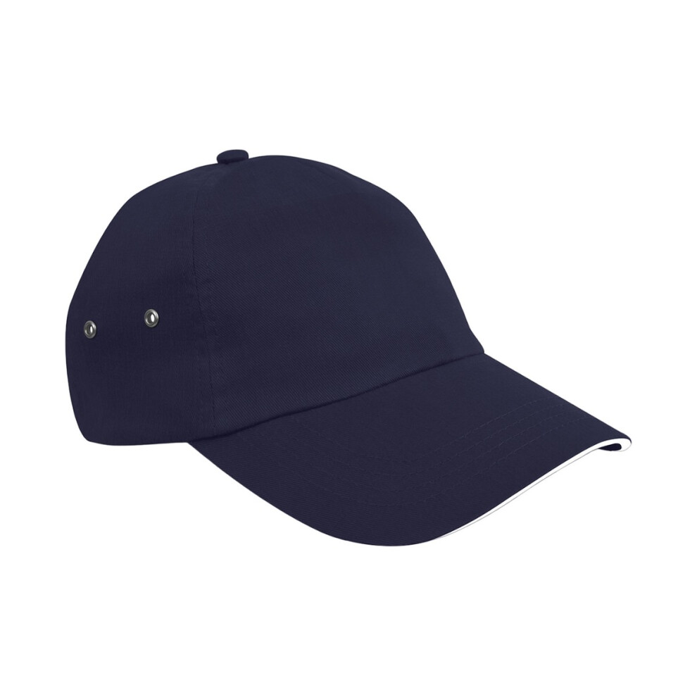 (One Size, Navy/White) Result Headwear Unisex Adult Printers Plush Cotton 5 Panel Cap