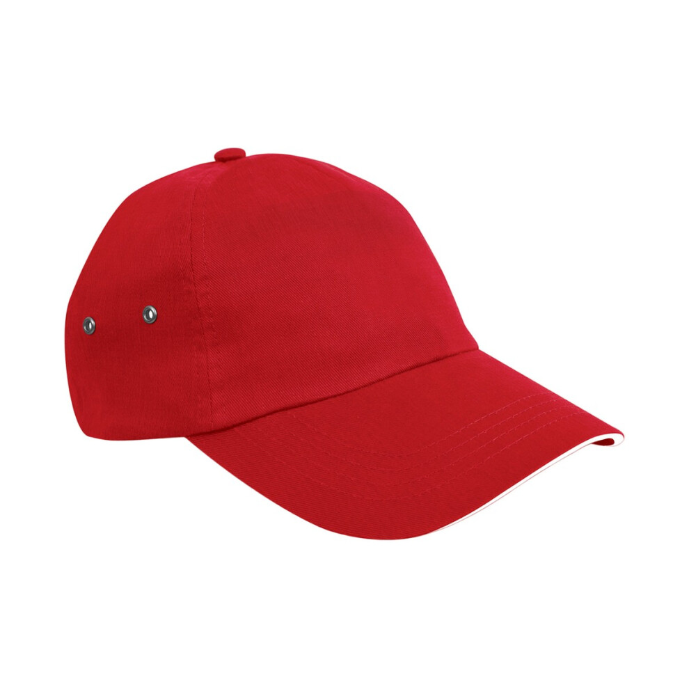 (One Size, Red/White) Result Headwear Unisex Adult Printers Plush Cotton 5 Panel Cap