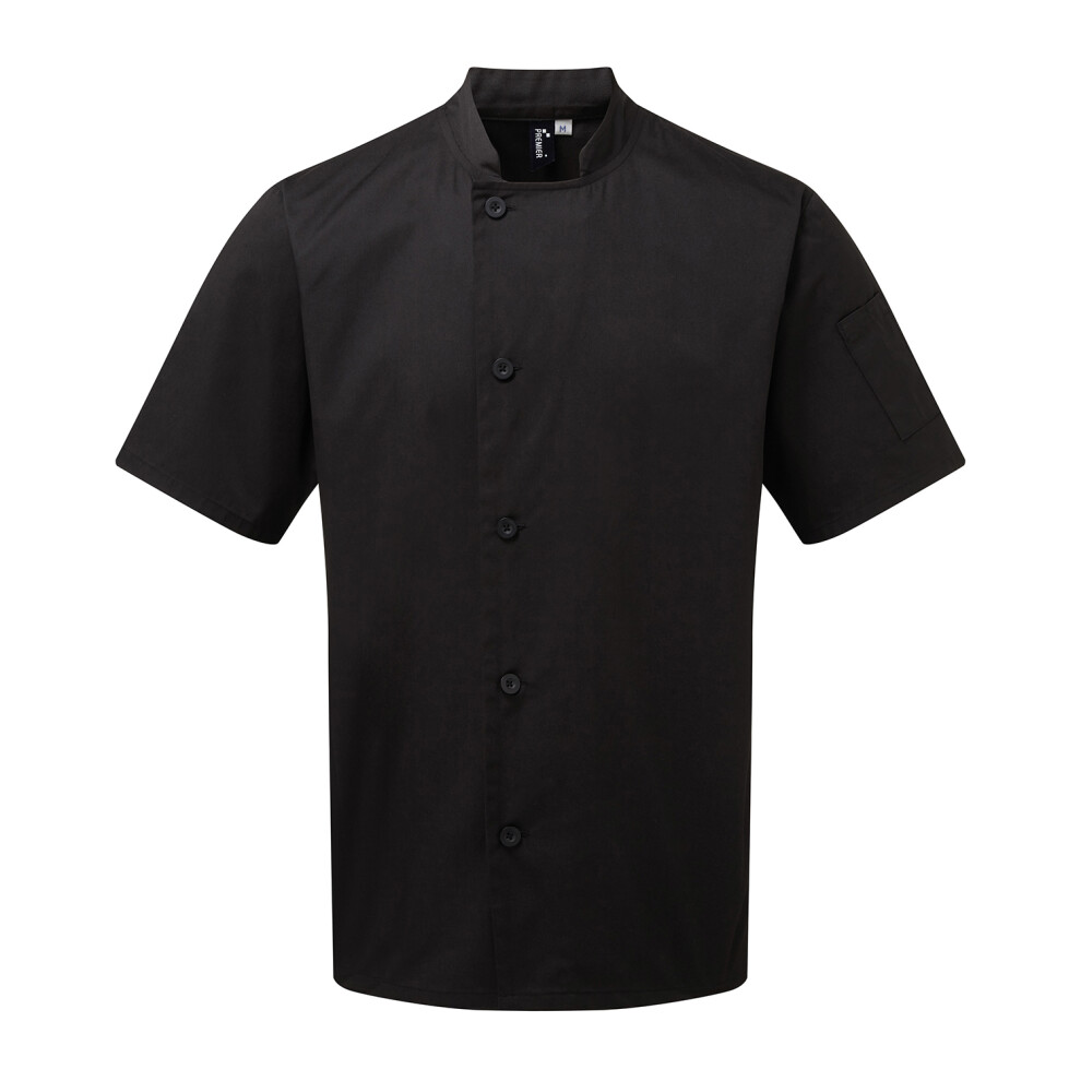 Premier Unisex Black (L, ) Adult Essential Short-Sleeved Chef Jacket