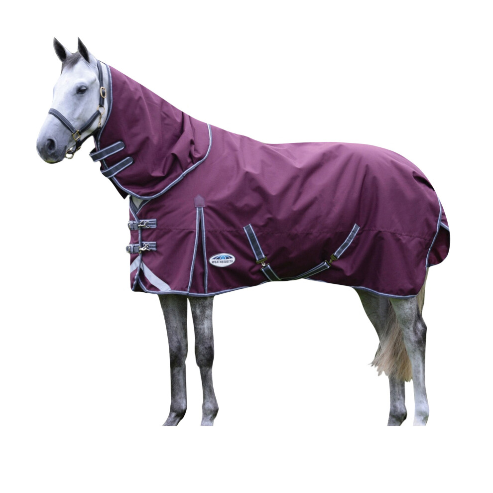 (4' 3", Maroon/Grey/White) Weatherbeeta Comfitec Plus Dynamic II Detachable Neck Medium Lightweight Horse Turnout Rug