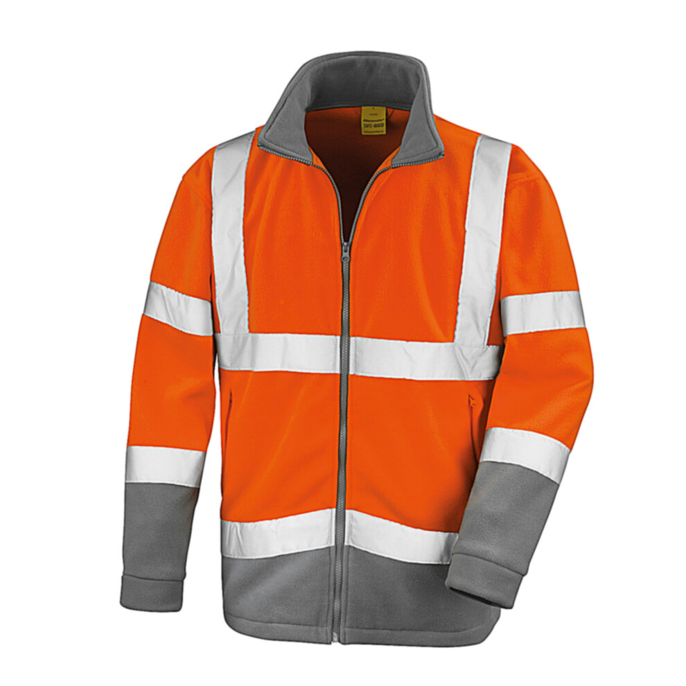 (3XL, Fluorescent Orange) SAFE-GUARD by Result Mens Hi-Vis Fleece Jacket