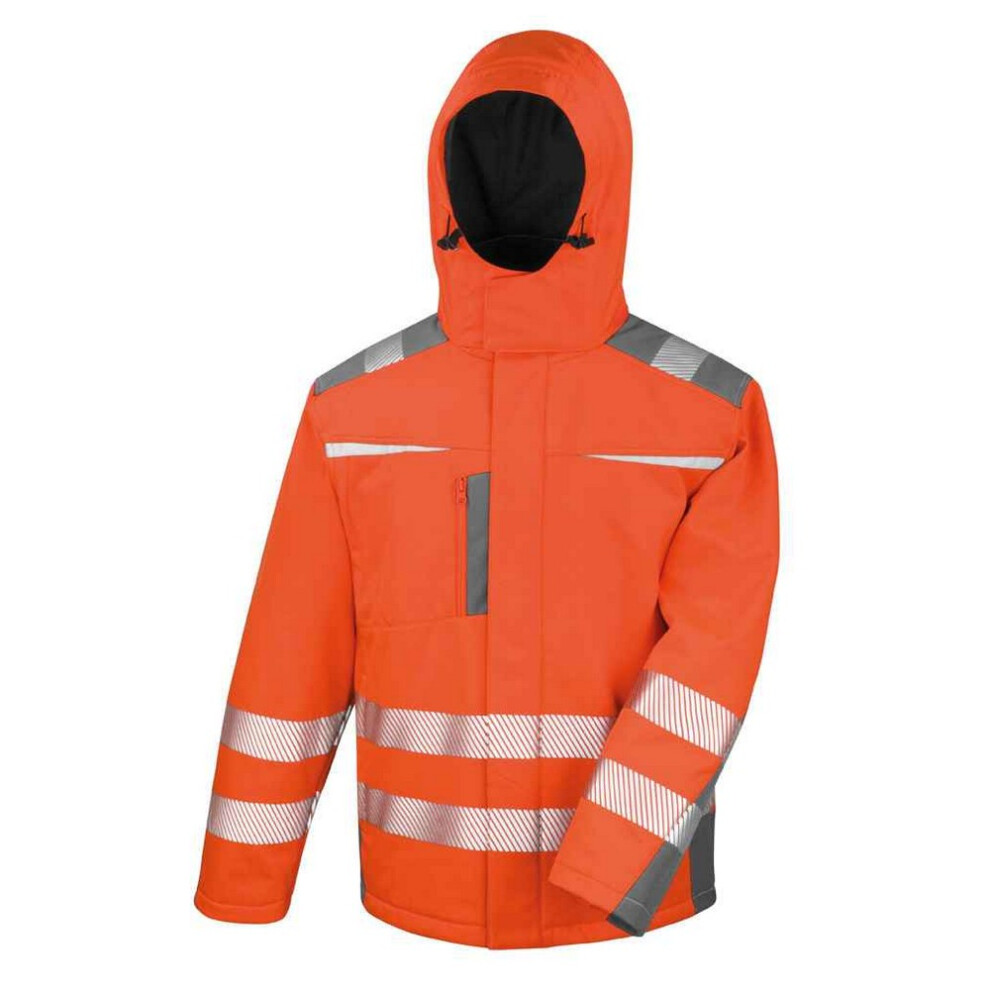 (4XL, Fluorescent Orange) Result Mens Safe-Guard Dynamic Softshell Hi-Vis Jacket