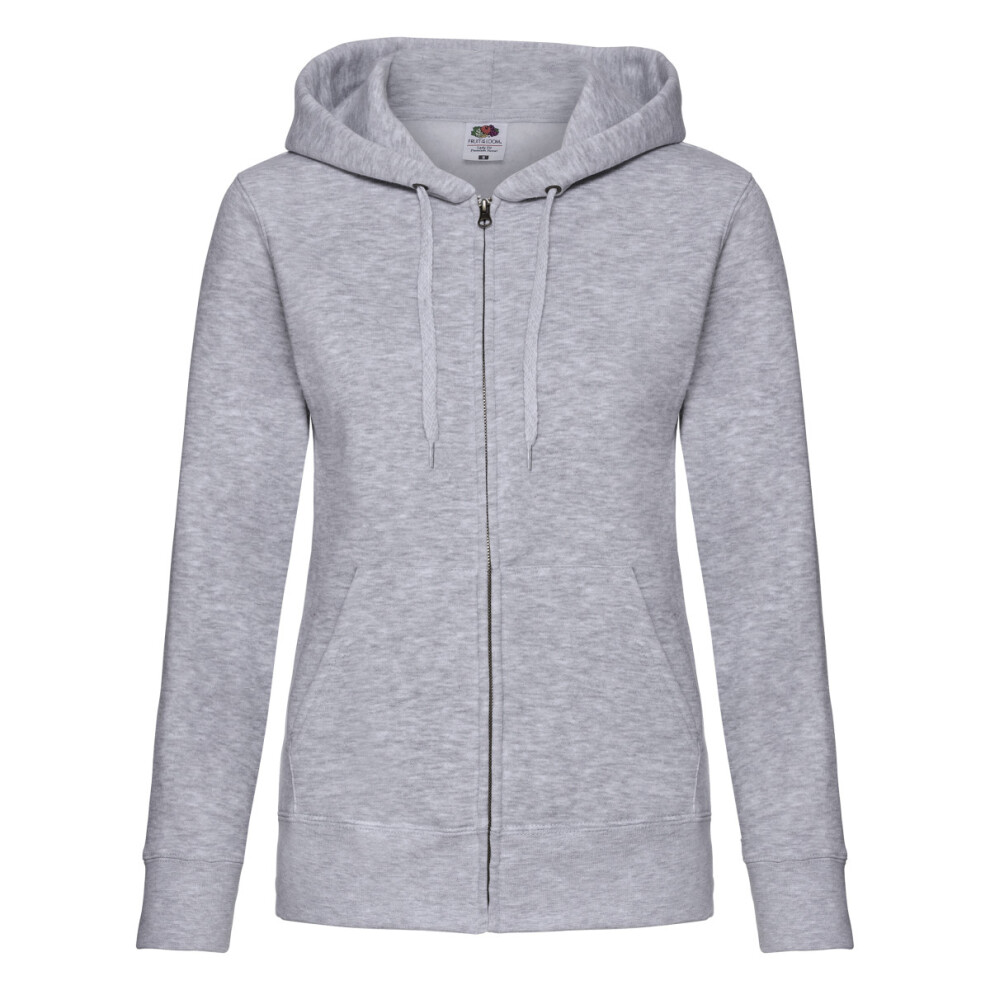 (XS, Heather Grey) Fruit of the Loom Womens/Ladies Premium Heather Zipped Lady Fit Hooded Jacket