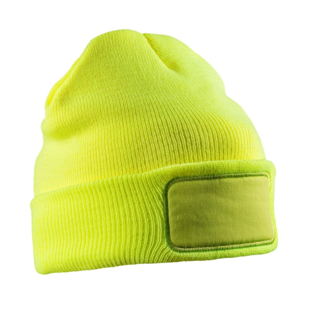 (One Size, Fluorescent Yellow) Result Winter Essentials Unisex Adult Thinsulate Printer Patch Beanie