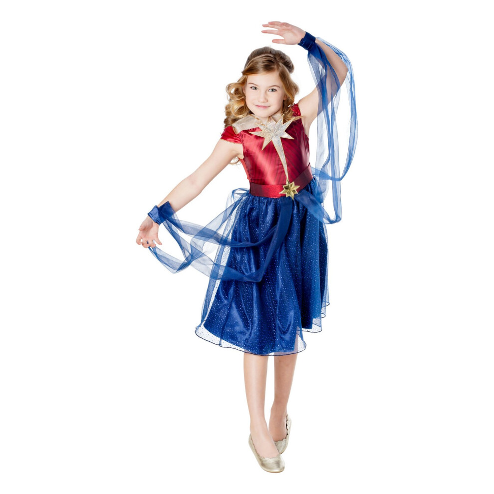 (3-4 Years, Blue/Red) Captain Marvel Girls Dress