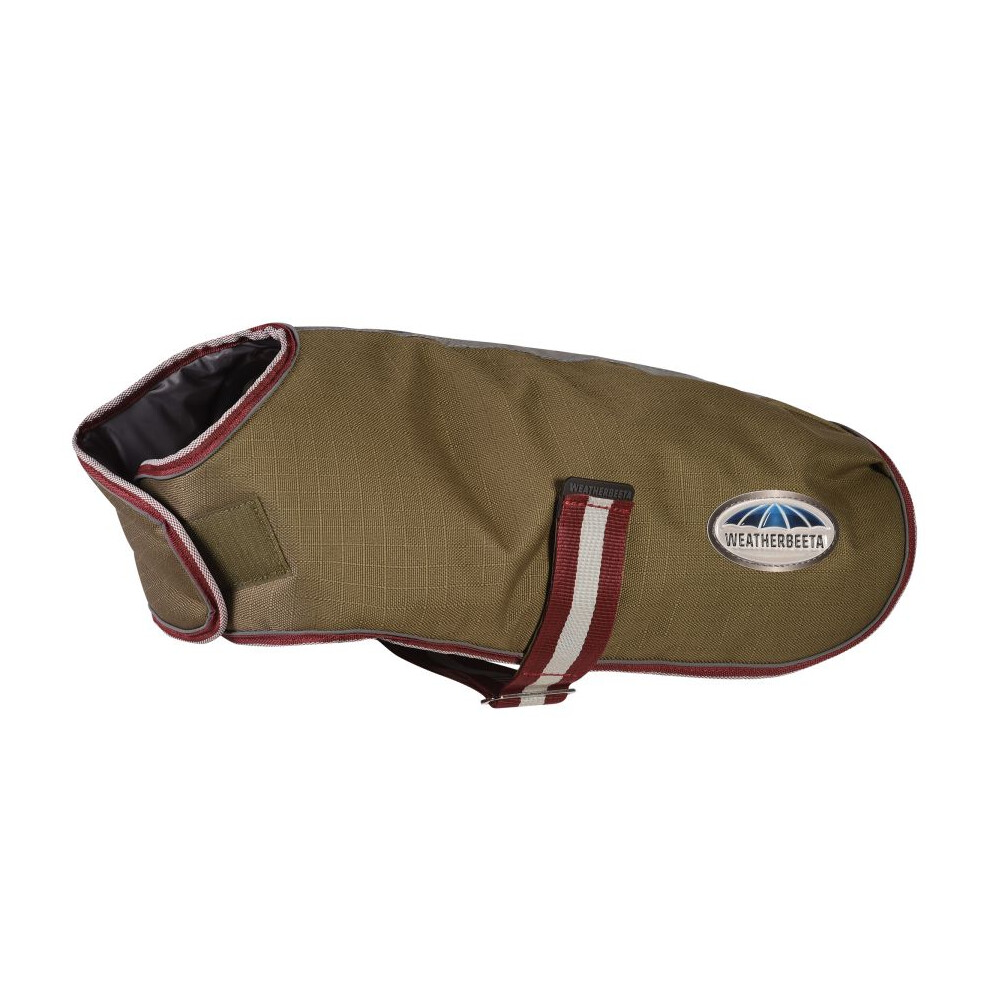 (Medium-25cm, Olive Green/Burgundy/White) Weatherbeeta Comfitec Premier Free Parka Midweight Dog Coat