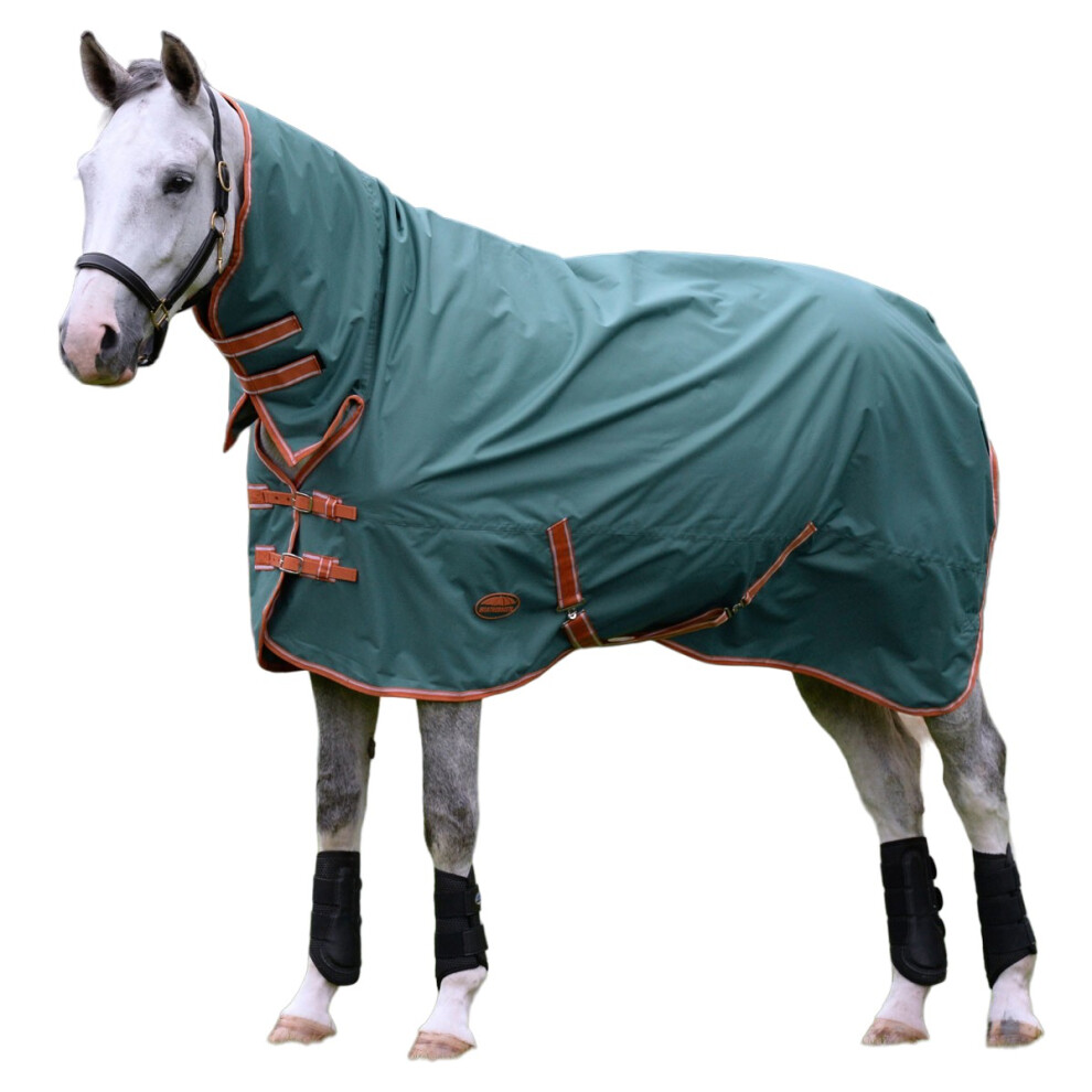 (4' 6", Green/Burnt Orange/White) Weatherbeeta Comfitec Tyro Combo Neck Midweight Horse Turnout Rug