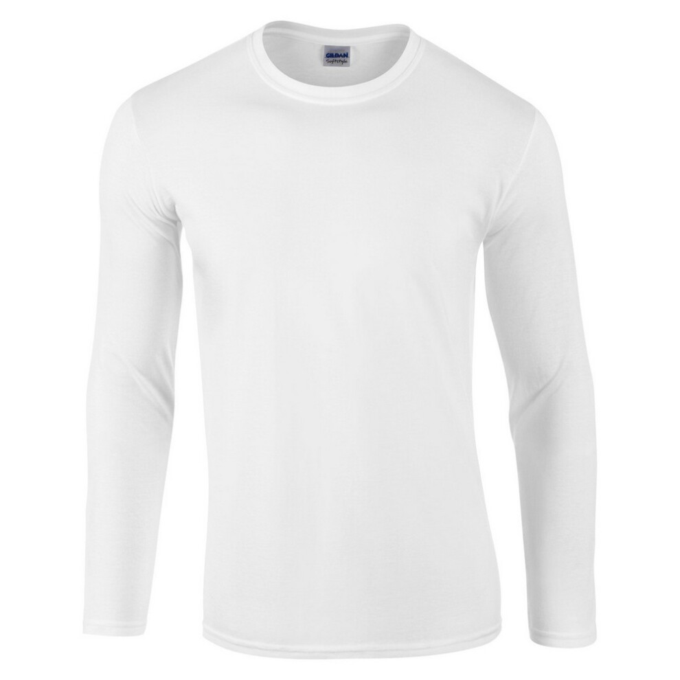 (L, White) Gildan Unisex Adult Long-Sleeved T-Shirt