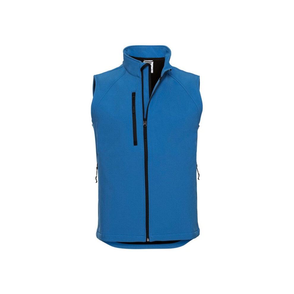 (S, Azure) Russell Mens Softshell Gilet