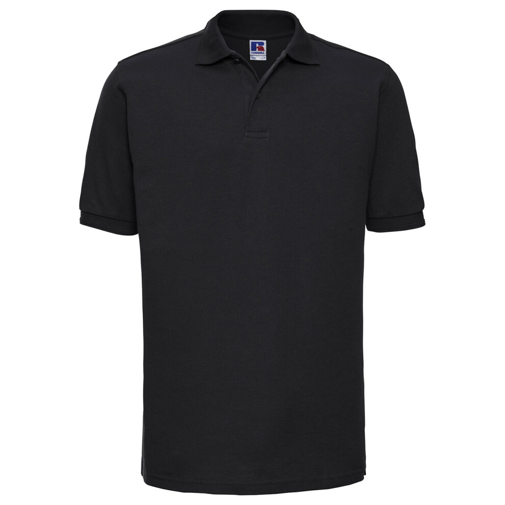 (6XL, Black) Russell Mens Piqué Hardwearing Polo Shirt
