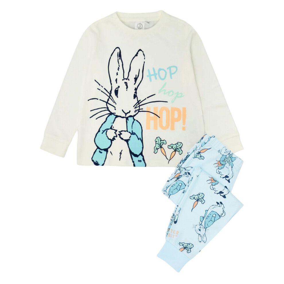 (18-24 Months, Blue) Peter Rabbit Boys Hop Printed Long Pyjama Set