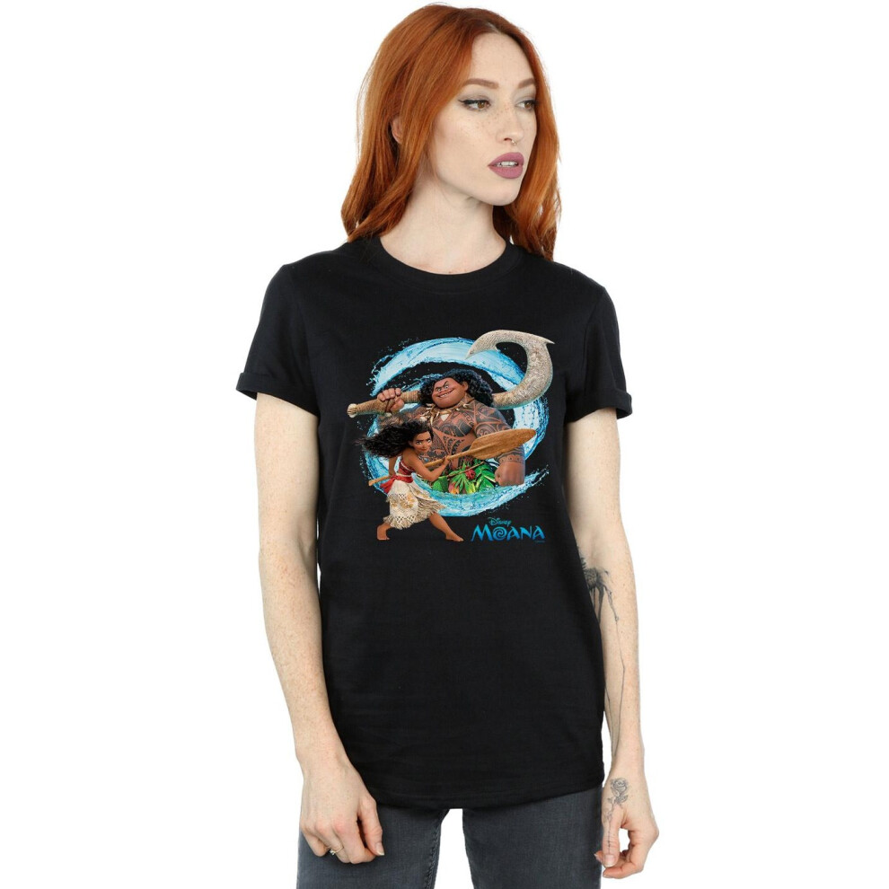 Moana And Maui Wave Cotton Boyfriend T-Shirt