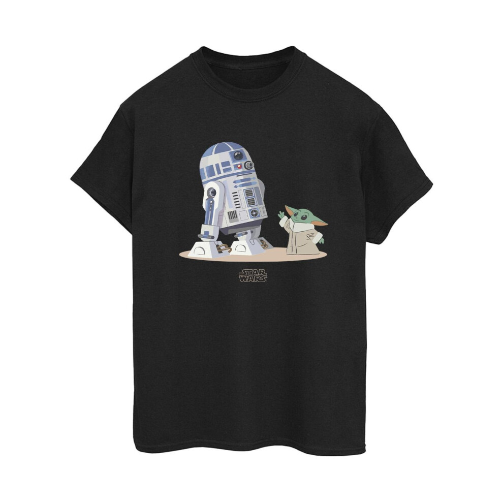 (3XL, Black) Star Wars Womens/Ladies The Mandalorian R2D2 And Grogu Cotton Boyfriend T-Shirt