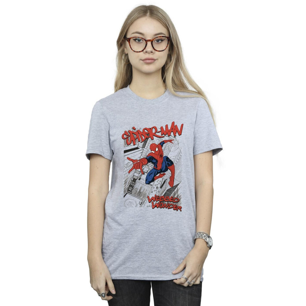 Spider-Man Sketch City Cotton Boyfriend T-Shirt