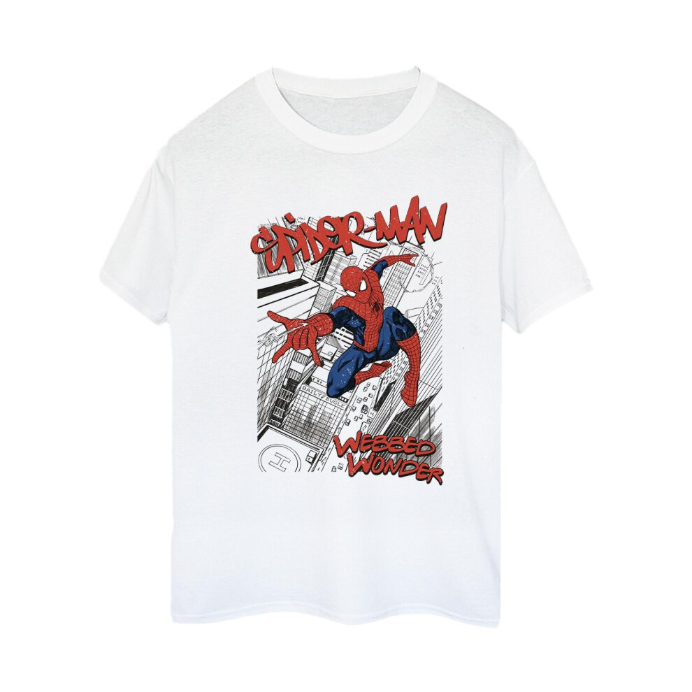 Spider-Man Sketch City Cotton Boyfriend T-Shirt