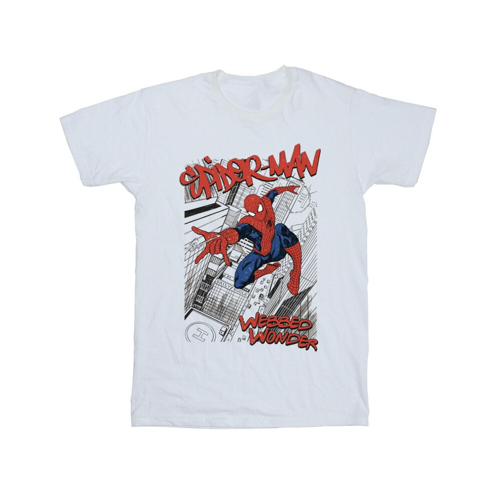 (9-11 Years, White) Marvel Boys Spider-Man Sketch City T-Shirt