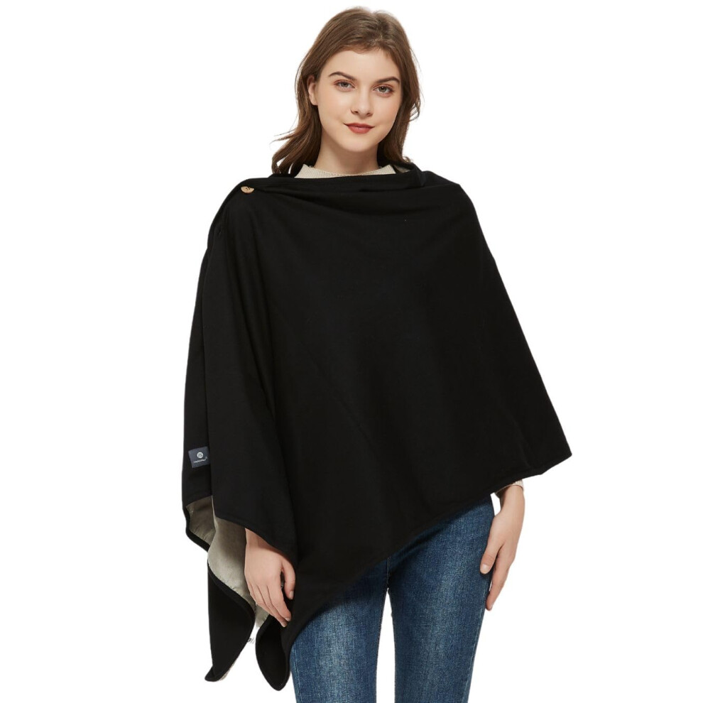 Radia Smart Poncho Radiation Protection Large Pregnancy Bed Blanket, Organic, 5G Anti-Radiation, Emf Blanket 72'" X28, 185Cm X70cm, Black (Black)