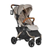 Amababy Lightweight Pushchair, Premium Compact Travel Stroller. Fully Reclining Seat Buggy Suitable for Toddlers and Children (Cream)