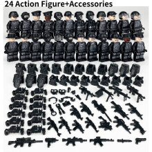 (Style B) Military Soldiers Black Swat Jeeps Minifigures Assembling Toy Set Building Block