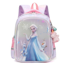 (Purple Elsa) Trendy Cartoon Print Kids Backpack With Comfortable Curved Straps And Fun Pattern