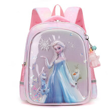 (Pink Elsa) Trendy Cartoon Print Kids Backpack With Comfortable Curved Straps And Fun Pattern