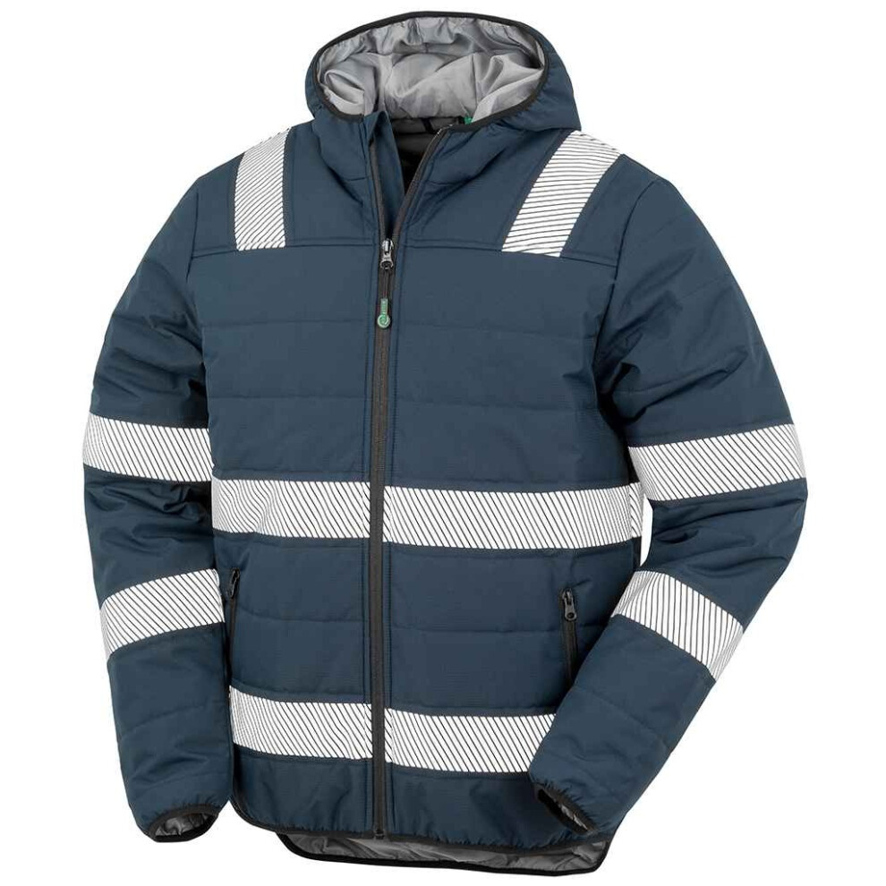 (S, Navy) Result Genuine Recycled Unisex Adult Ripstop Safety Jacket