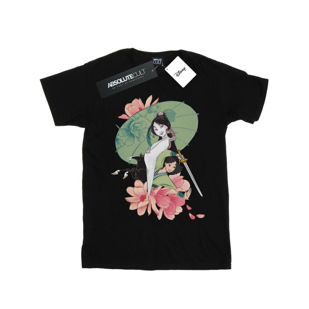 Mulan Magnolia Collage Cotton T-Shirt