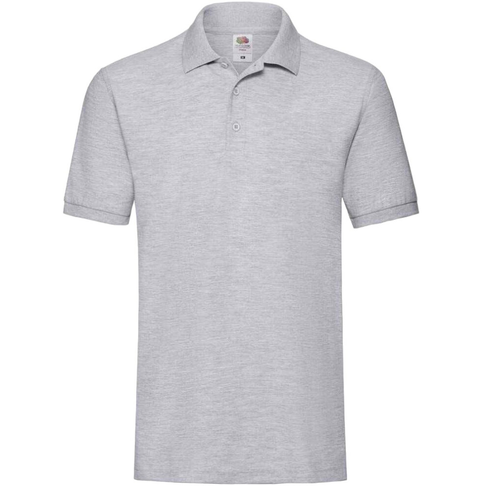 (XXL, Athletic Heather) Fruit Of The Loom Mens Premium Pique Polo Shirt