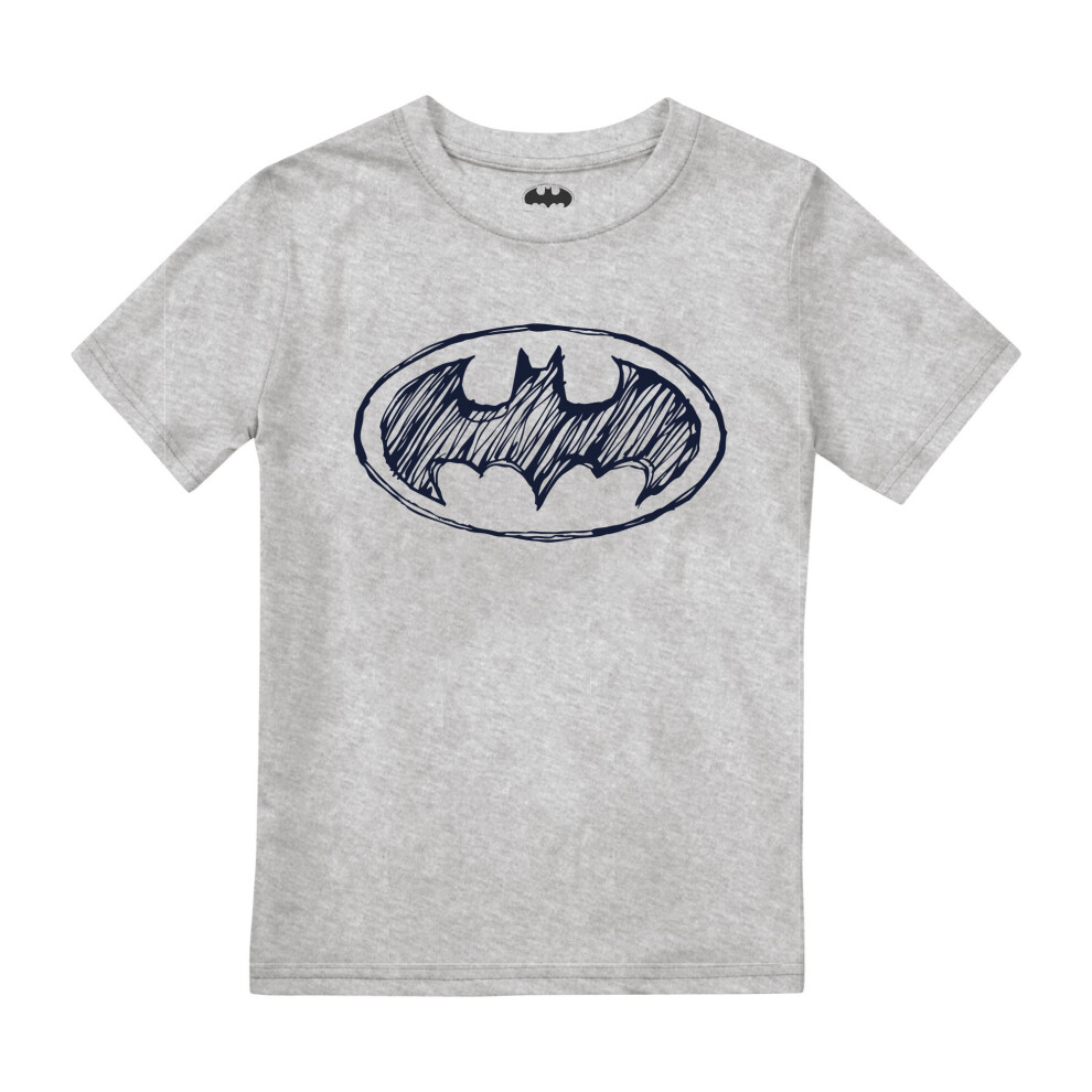 (9-10 Years, Heather Grey) Batman Boys Scratch Logo T-Shirt