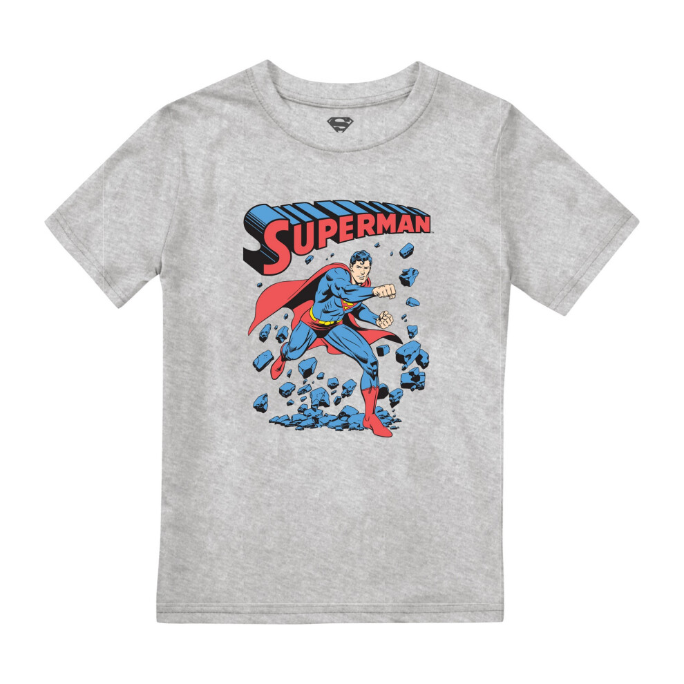 (5-6 Years, Heather Grey) Superman Boys Wall Break T-Shirt