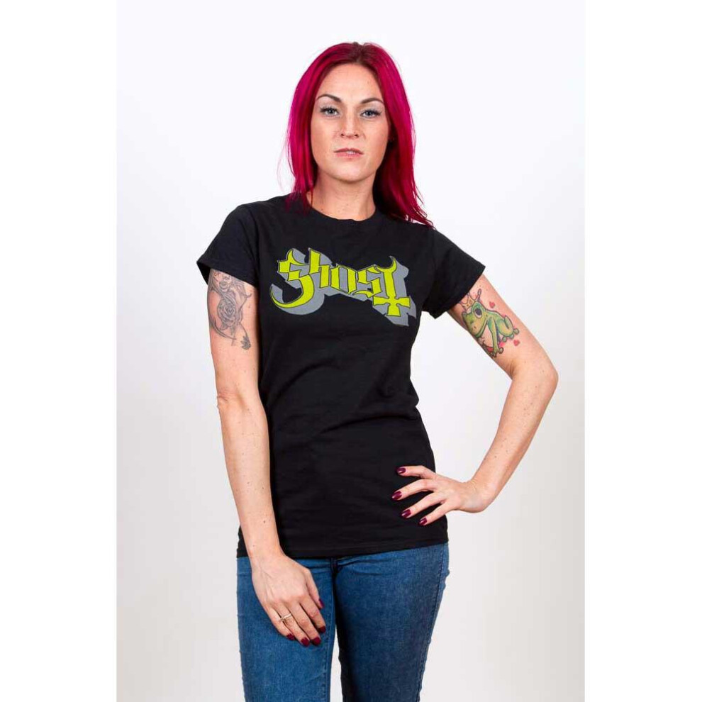 (M, Black) Ghost Womens/Ladies Keyline Logo Skinny T-Shirt