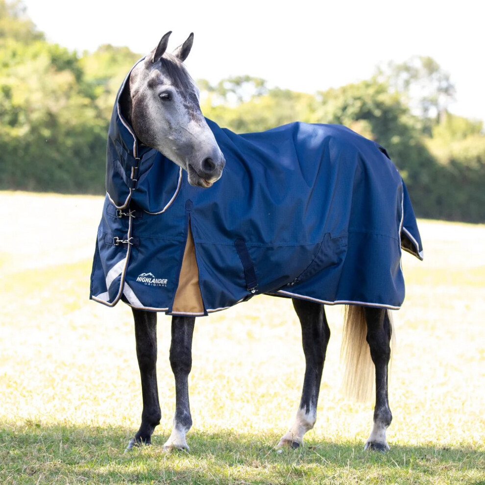 (5' 6", Navy) Highlander Plus Combo Neck Lite Horse Turnout Rug