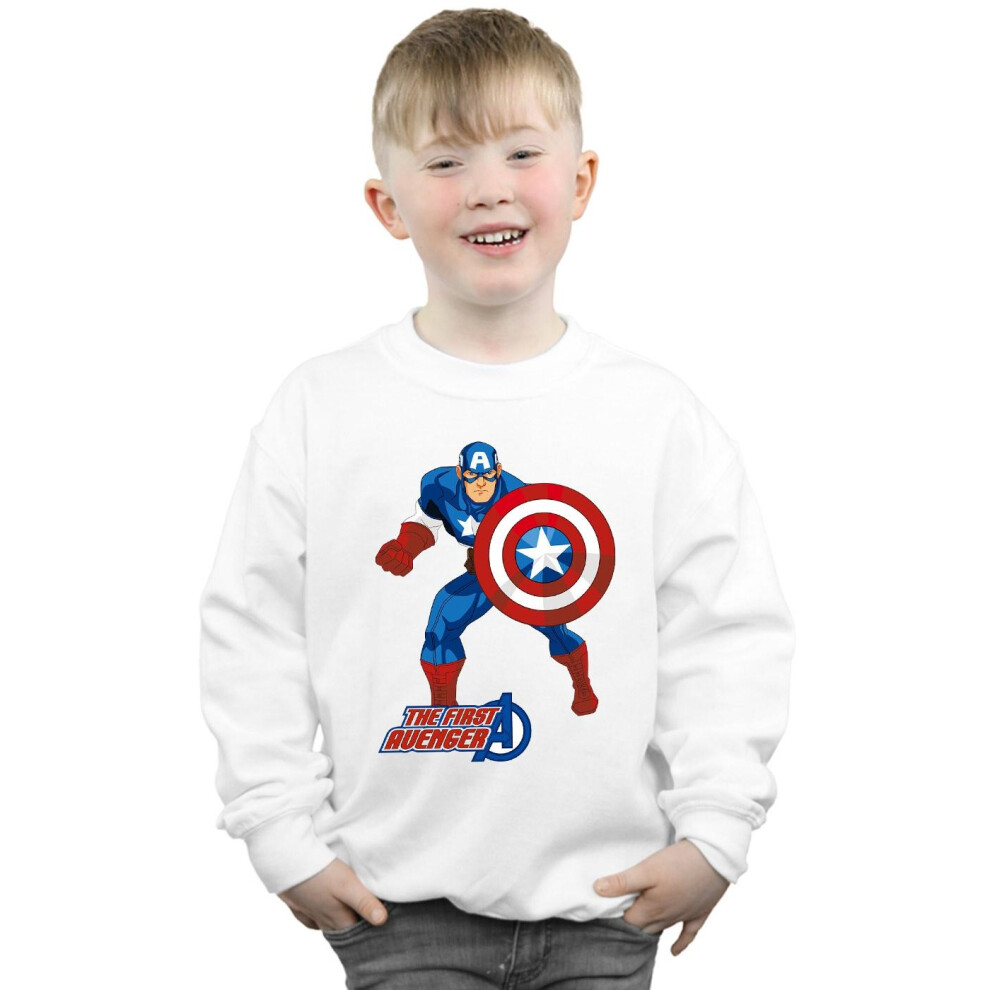 (9-11 Years, White) Captain America Boys The First Avenger Sweatshirt