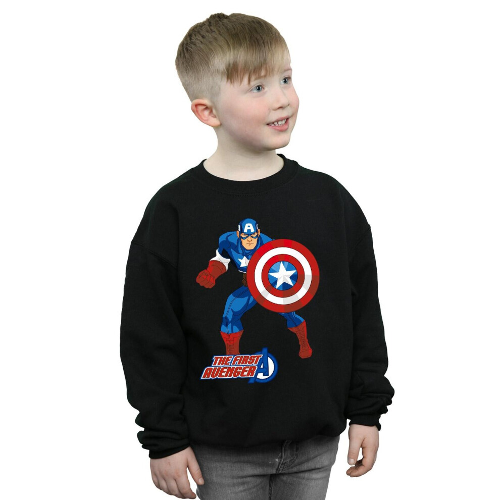 (9-11 Years, Black) Captain America Boys The First Avenger Sweatshirt