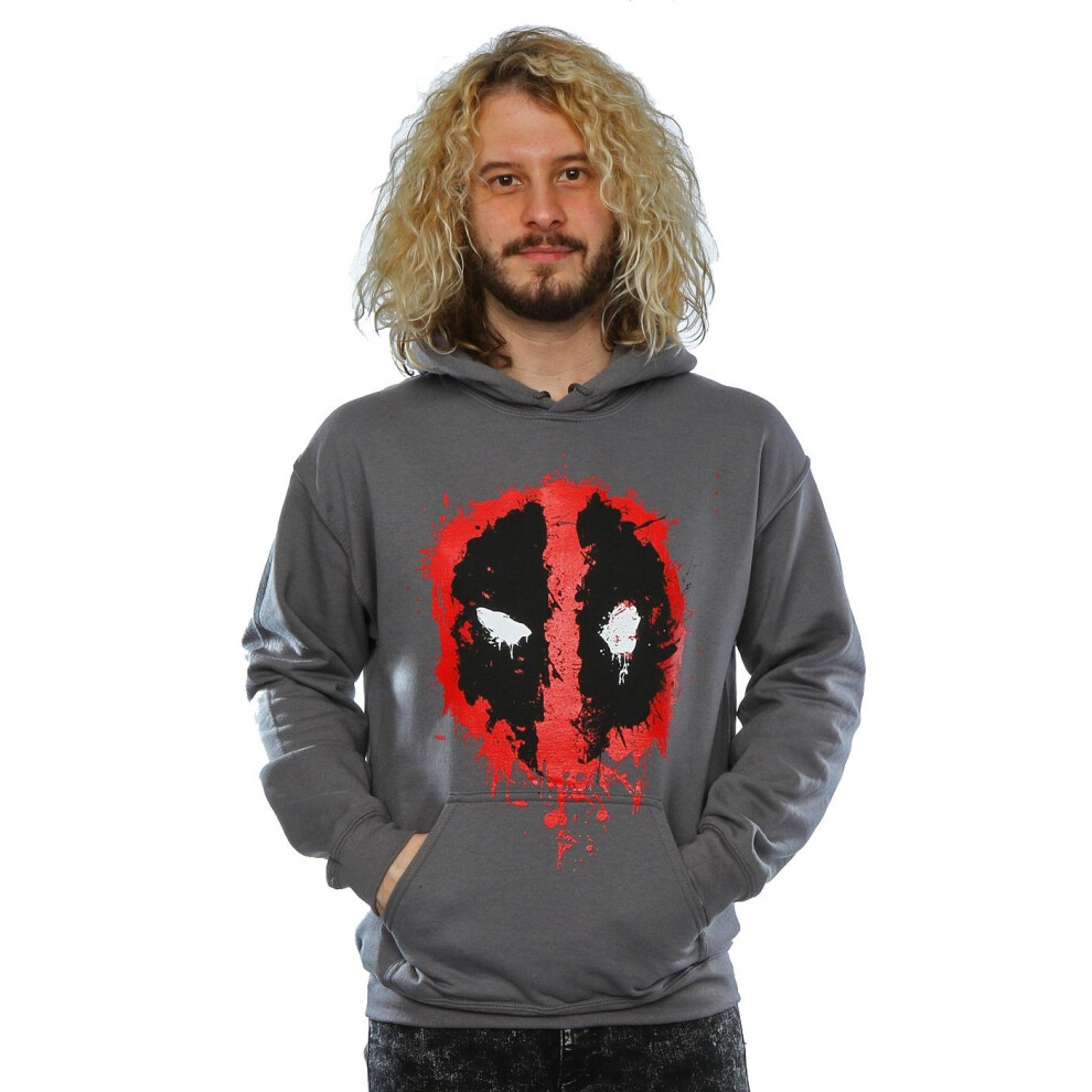 (XL, Charcoal) Deadpool Mens Splat Face Cotton Hoodie