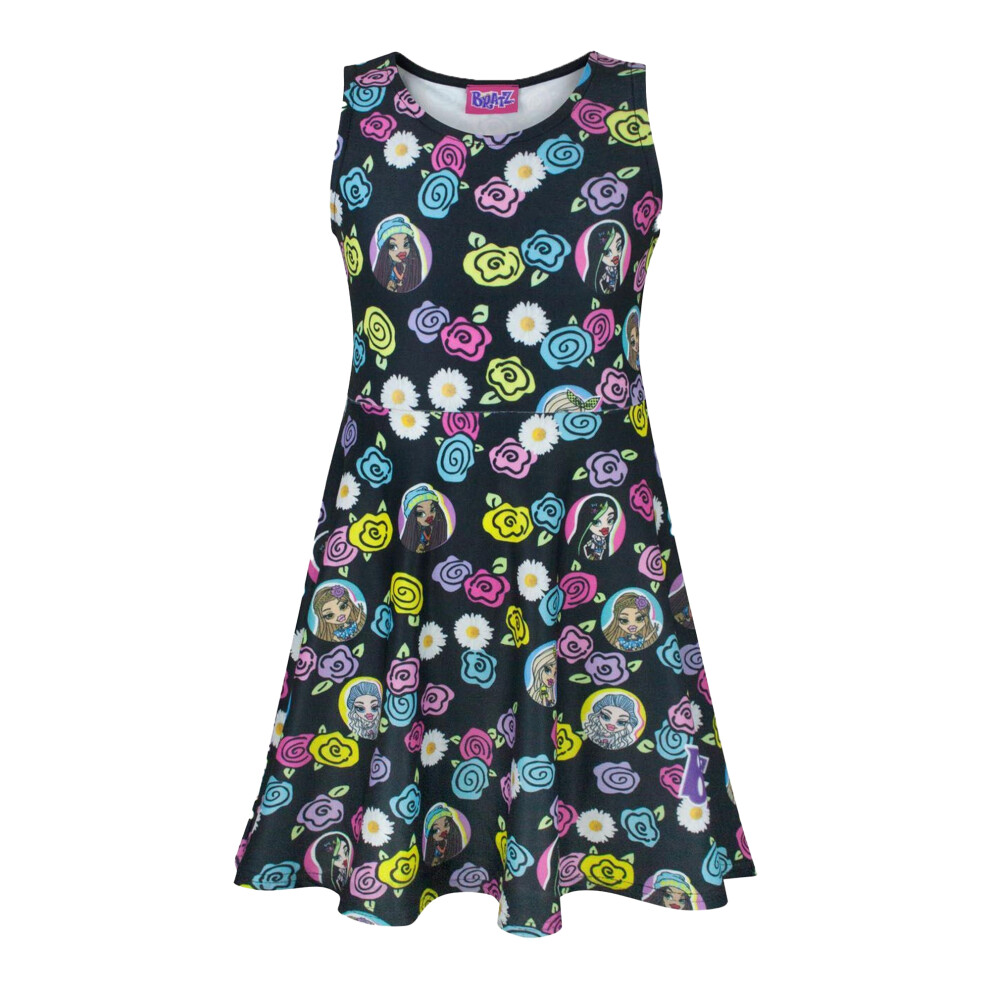 (7-8 Years, Multicoloured) Bratz Girls Floral Skater Dress
