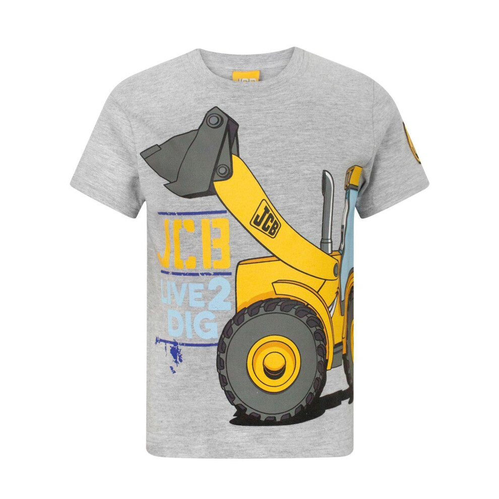 (5-6 Years, Grey/Yellow) JCB Childrens/Kids Live 2 Dig T-Shirt