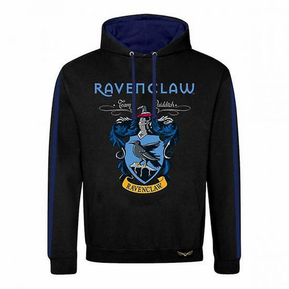 (L, Black/Navy) Harry Potter Unisex Adult Ravenclaw Pullover Hoodie