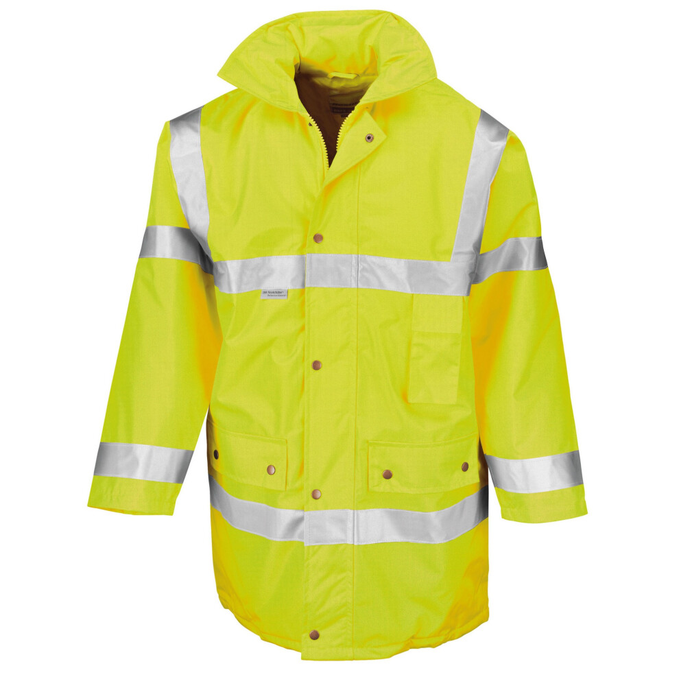 (M, Yellow) SAFE-GUARD by Result Mens Motorway Hi-Vis Coat