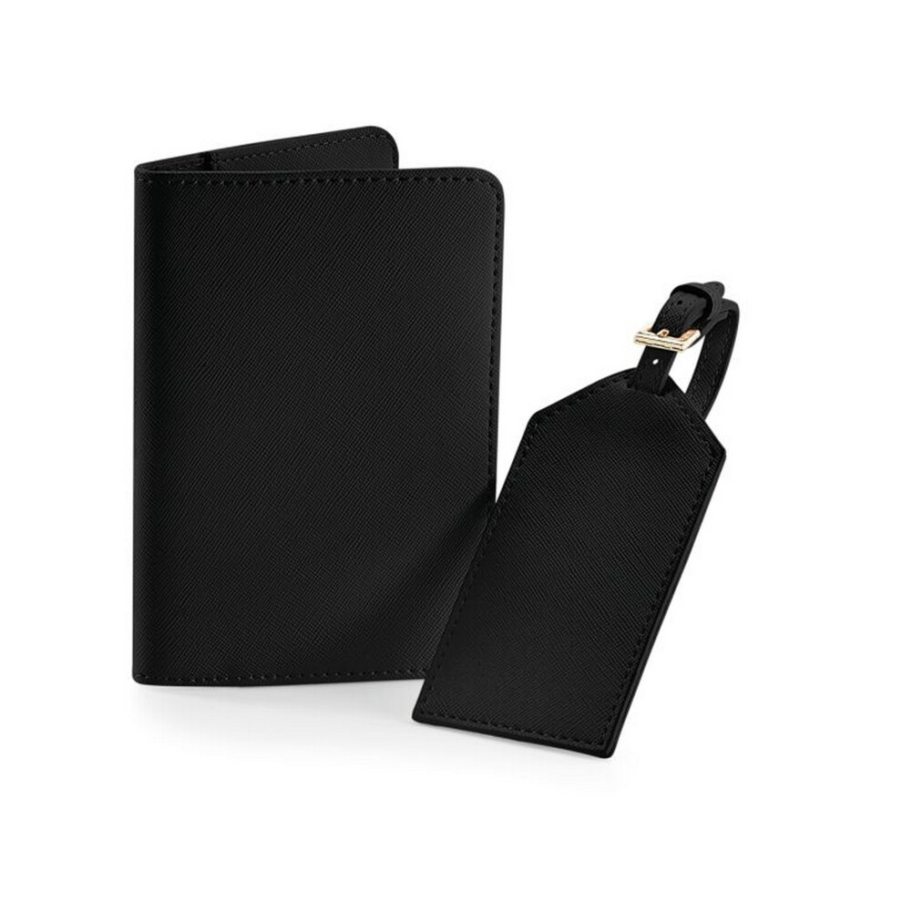 (One Size, Black) Bagbase Boutique Passport Holder and Luggage Tag Set
