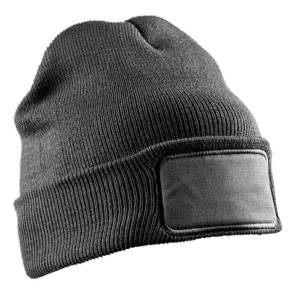 (One Size, Grey) Result Winter Essentials Unisex Adult Double Knit Printer Patch Beanie