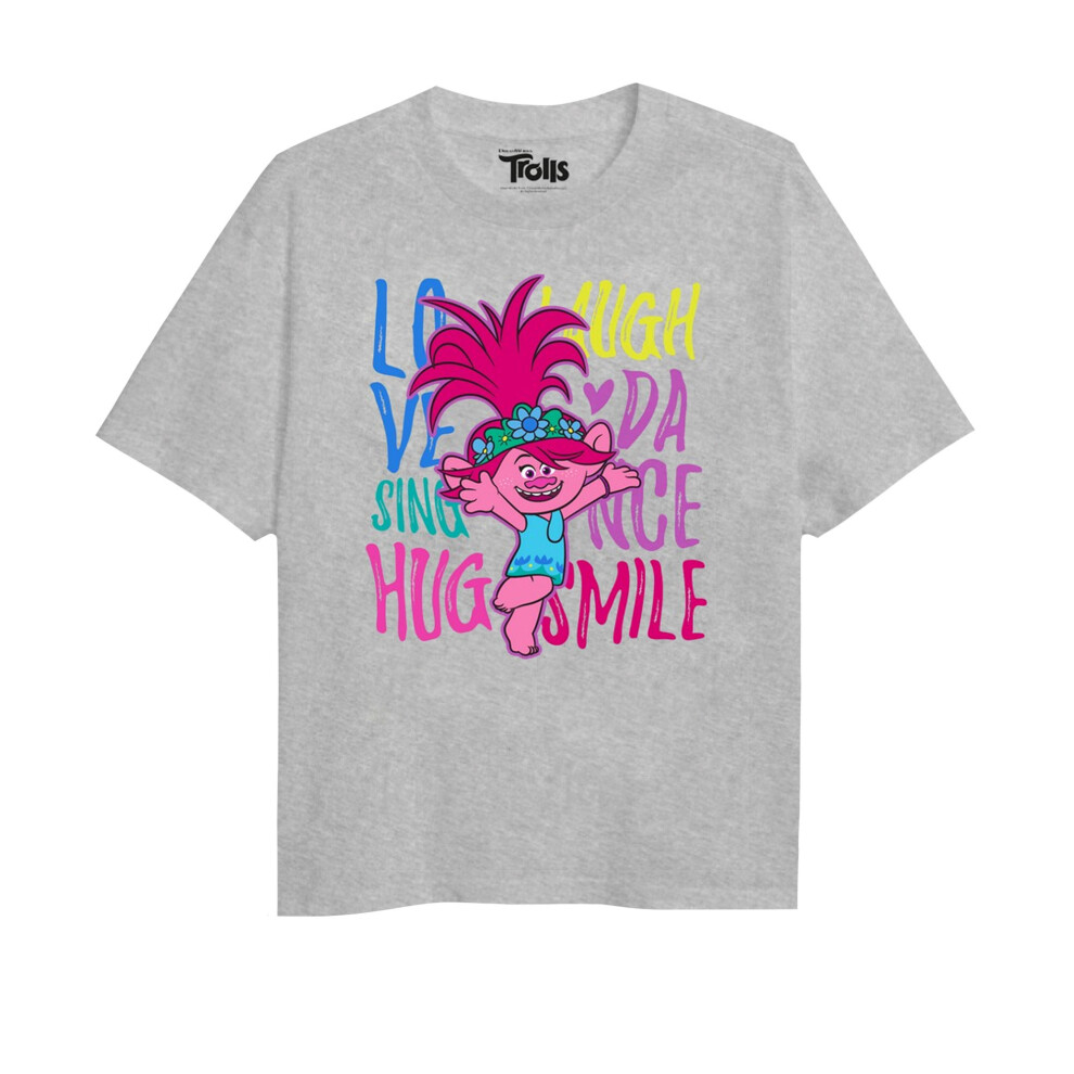 (3-4 Years, Grey Heather) Trolls Girls Love Laugh Sing Poppy T-Shirt