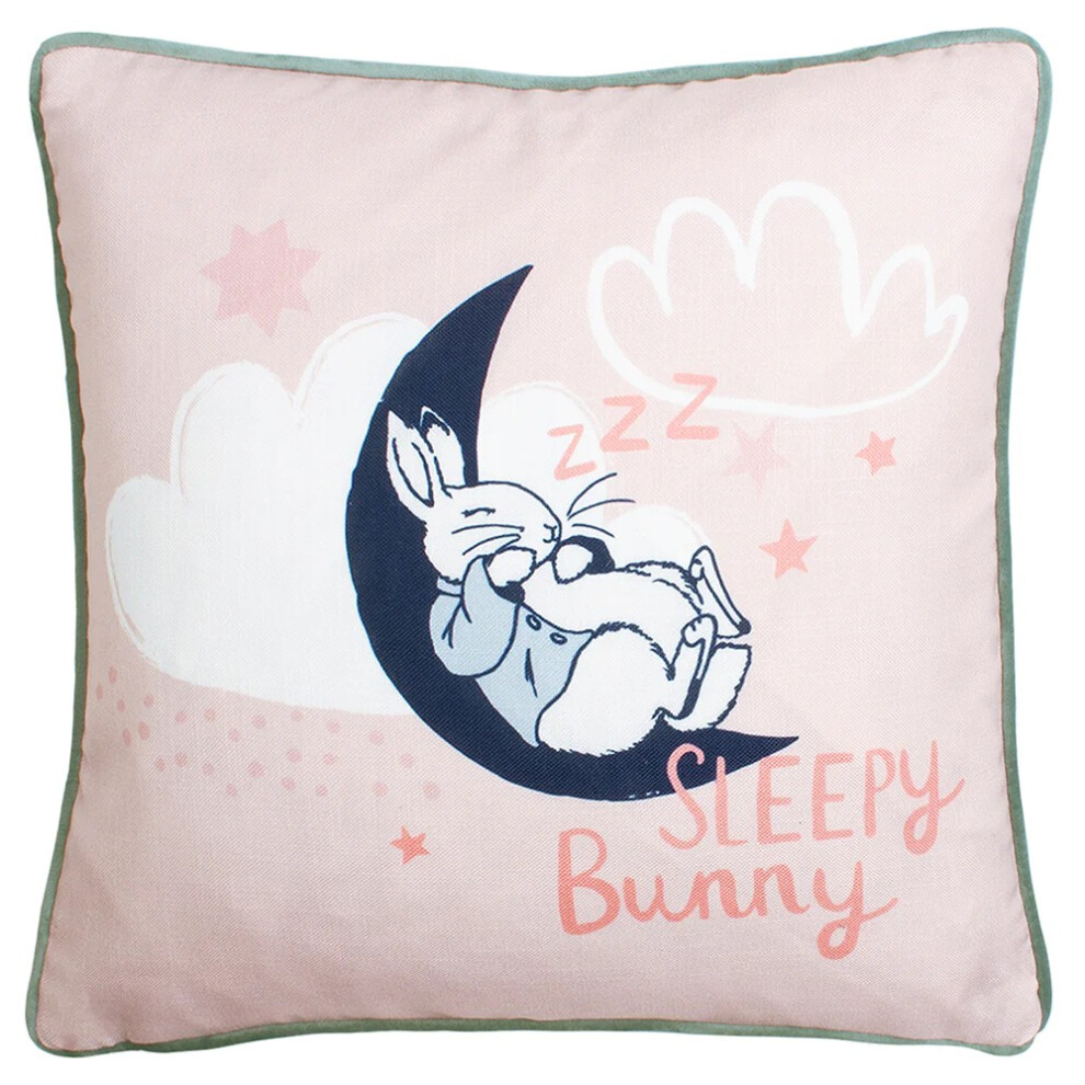 (43cm x 43cm, Pink) Peter Rabbit Sleepy Head Cushion Cover