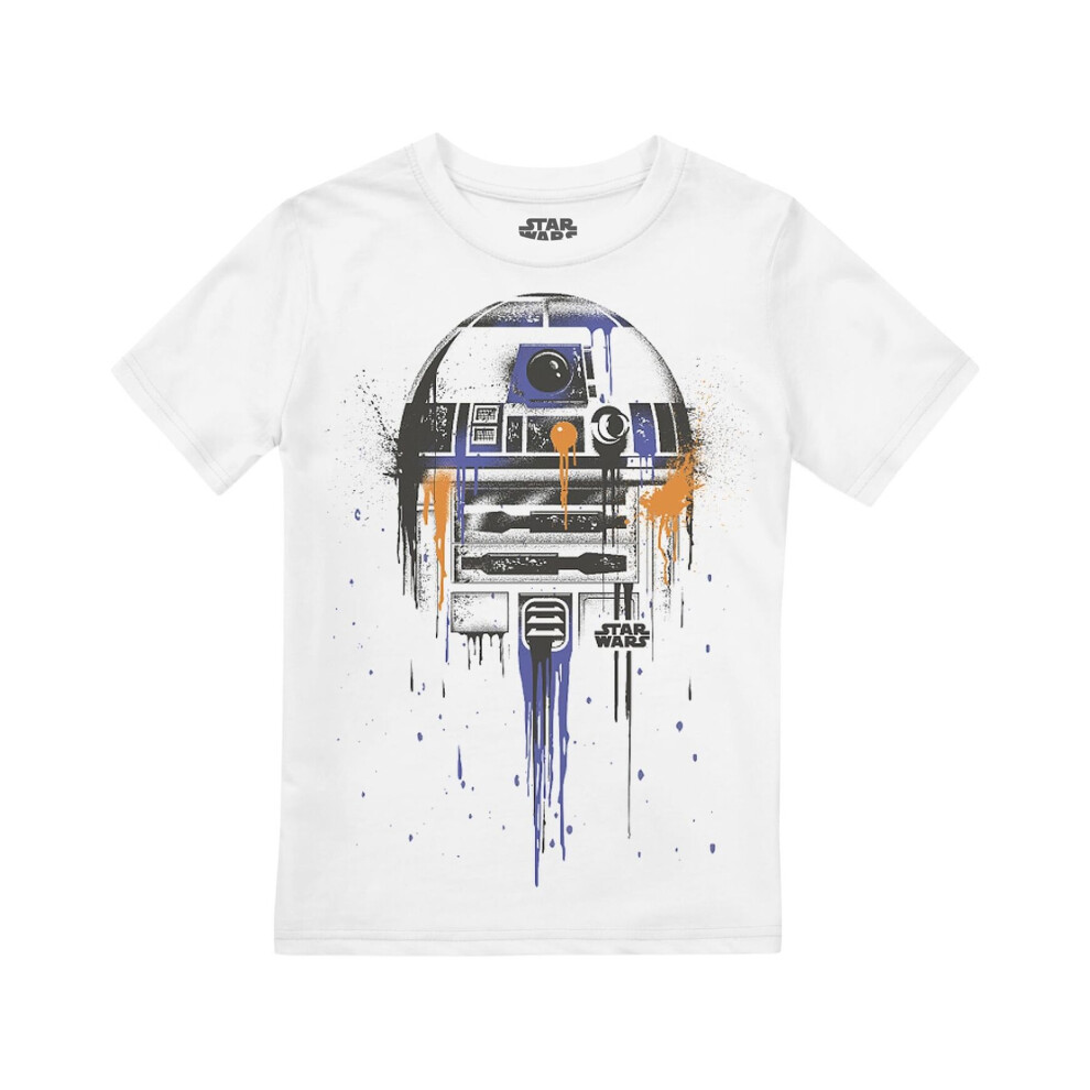 (3-4 Years, White) Star Wars Childrens/Kids R2-D2 Drips T-Shirt